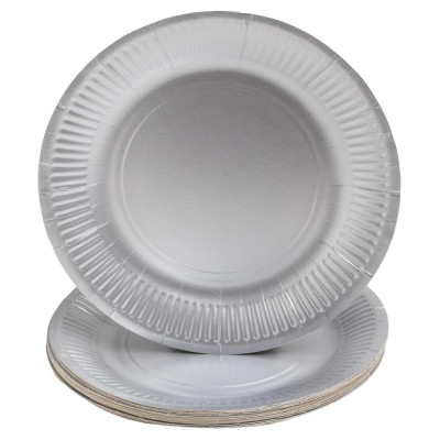 10 Assiettes carton rond Ø23 cm Argent