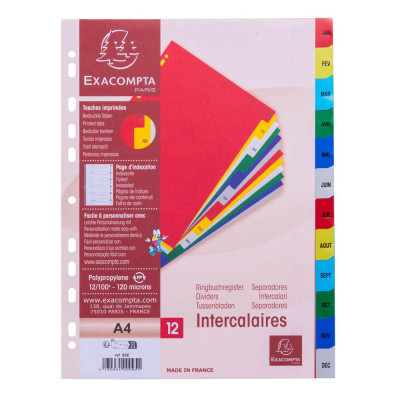 Intercal.A4 Mois PP coul.+ index