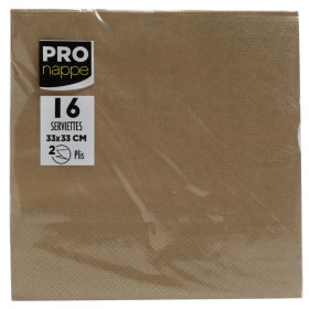 16 Serviettes OUATE 33x33cm Or