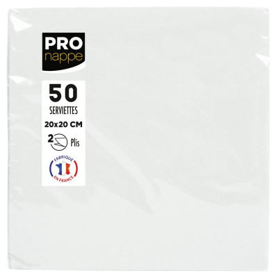 50 Serviettes OUATE micro-gauf.20X20Blanc