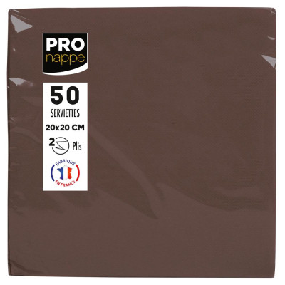 50 Serv.OUATE micro-gaufré 20X20 Chocolat