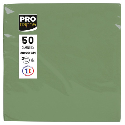 50 Serv.OUATE micro-gaufré 20X20 V.olive