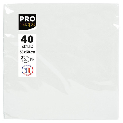 40 Serviettes OUATE micro-gauf.38X38Blanc