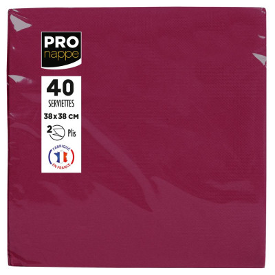 40 Serviettes OUATE microgaufré38X38 Bordeaux