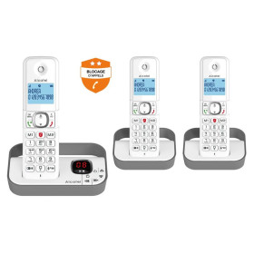 ALCATEL Téléphone Sans Fil - F860 VOICE Trio - Répondeur - Blanc et Gris