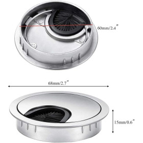 Passe Câbles Bureau Rond Encastrable, Passe Fil 60mm Métal Brossé ARGENT