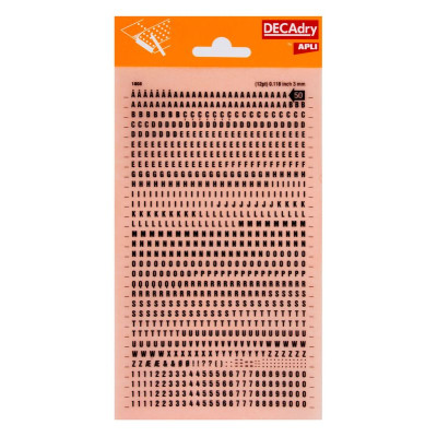 Lettres&chiffres transfert noir 3mm-1F