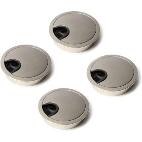 Passe Câbles Fil Rond Ø60mm pour Encastrer Argent Métal Brossé