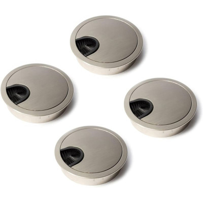 Passe Câbles Fil Rond Ø60mm pour Encastrer Argent Métal Brossé