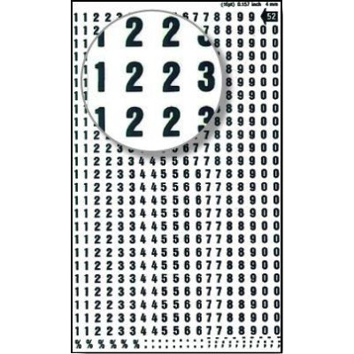 Chiffres transfert noir 4mm - 1Feuille