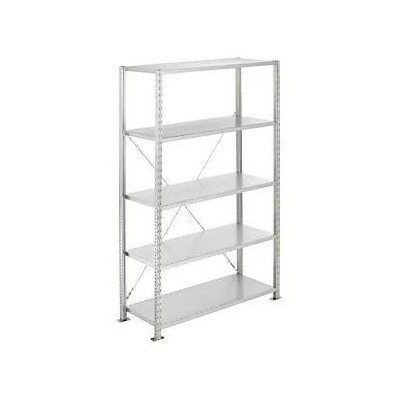 Rayonnage galva element depart h2000 l1000  p400 4 pieds + croix + 5 niveaux éta