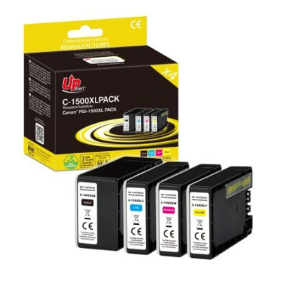 UPRINT Pack Compatible Canon 1500XL BK+C+M+Y remaremanufacturées PACK N/C/M/J 34