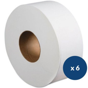 Lot de 6 papiers toilettes jumbo recyclés 8,5 x 35cm, 350m- 345656 ECOLABEL