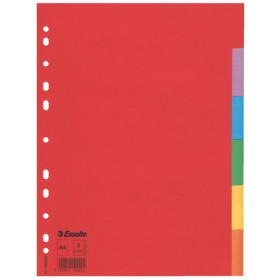 Intercalaire carton, A4, 6 touches Esselte, Multicolore