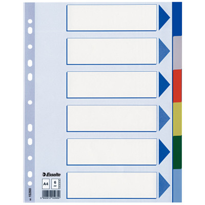 Intercalaire A4 PP, 6 touches Esselte, Multicolore
