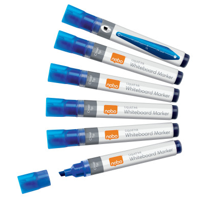 Marqueurs pour tableaux Blancs Liquid Ink, pointe biseautee, Bleu, Boite de 10,