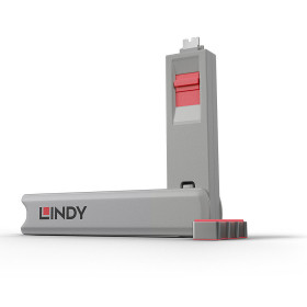LINDY Bloqueur de port USB C, 4 pièces + clé, Rose