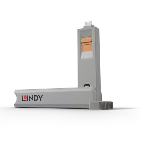 LINDY Bloqueur de port USB C, 4 pièces + clé, Orange