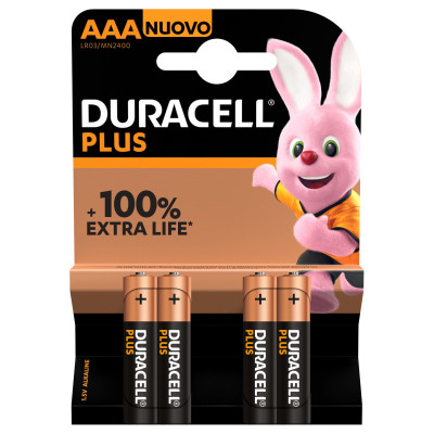 Pack de 4 piles Duracell Plus 100% AAA