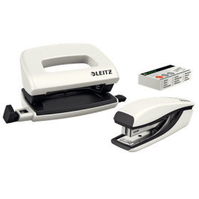 Set mini agrafeuse-perforateur, Leitz NeXXt WOW, Blanc