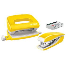 Set mini agrafeuse-perforateur, Leitz NeXXt WOW, Jaune
