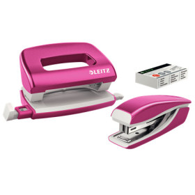 Set mini agrafeuse-perforateur, Leitz NeXXt WOW, Rose