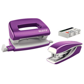 Set mini agrafeuse-perforateur, Leitz NeXXt WOW, Violet