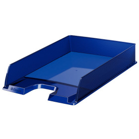 Corbeille a courrier EUROPOST Esselte , translucide, Bleu fonce