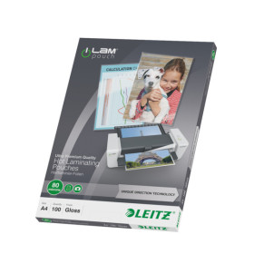 Pochette de plastification UDT A4, 80µ Leitz, Lot 100, Transparent