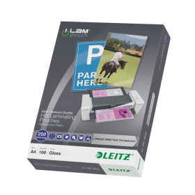 Pochette de plastification UDT A4, 250µ, Leitz, Lot 100, Transparent