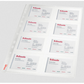 Pochette perforee 16 cartes de visite Esselte, sachet de 10, Transparent