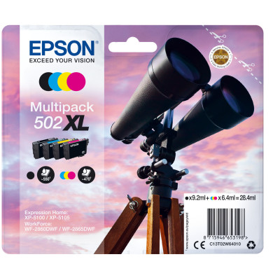 Epson ink T02W64010, miltipack bk c m y, No.502XL
