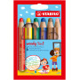 Stabilo paquet de 6 crayons multi-talents woody 3 en 1