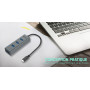 Hub USB 3.1 Metal Type C vers 4 ports USB 3.0 Type A