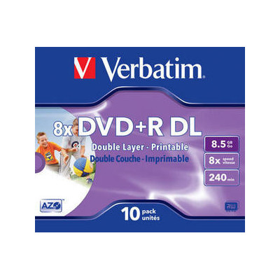 DVD+R DL Verbatim - 8,5 Go 8x vitesse double couche imprimable - jewelbox pack d