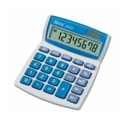 Calculatrice 208X sous blister, Ibico, Blanc Bleu
