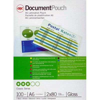 Pochette de plastification A6 80µ GBC, Lot 100, Transparent