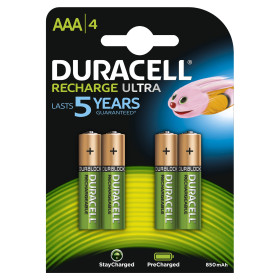 Pack de 4 piles rechargeables Duracell AAA Micro 900mAh