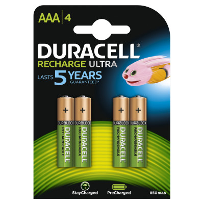 Pack de 4 piles rechargeables Duracell AAA Micro 900mAh