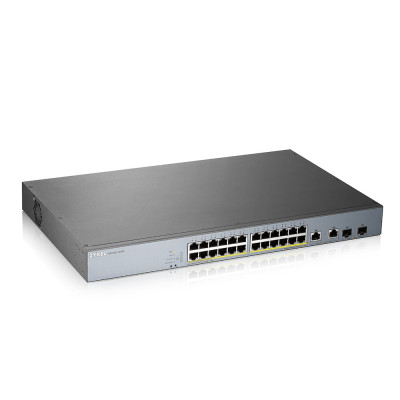 Zyxel switch 24 ports RJ45 Gbts Géré Mangeable + 2 SFP giga PoE+ (375 W)