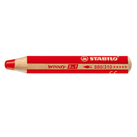 Stabilo crayon multi-talents woody 3 en 1, rond, vermillon 880 310