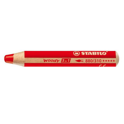 Stabilo crayon multi-talents woody 3 en 1, rond, vermillon 880 310