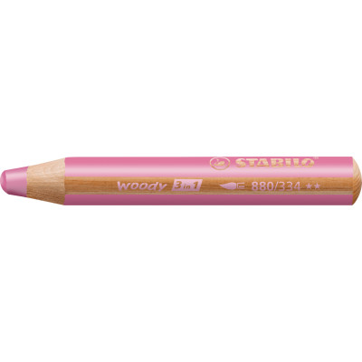 Stabilo crayon multi-talents woody 3 en 1, rond, rose foncé 880 334
