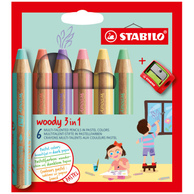 Stabilo etuis 6 woody 3en1 tc pastel 8806-3