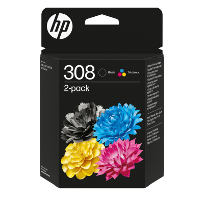 Cartouche jet d'encre D'origine HP 308 Laser - Noir, Tricolore - Combo pack