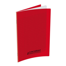 Cahier conquerant classique agrafe 170x220 32p 90g seyes polypro rouge
