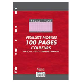 Feuilles simples conquerant 7 perforees 210x297 film 100p 80g seyes rose