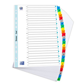 Intercalaires alphabetiques a4 26 positions mylar colore 170g assorti