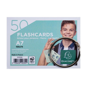 50 flashcards bristol a7 lignées 5 ass.