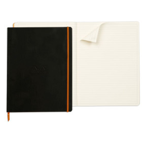 Rhodiarama cahier souple black a4+ 160p ligné papier ivoire 90g